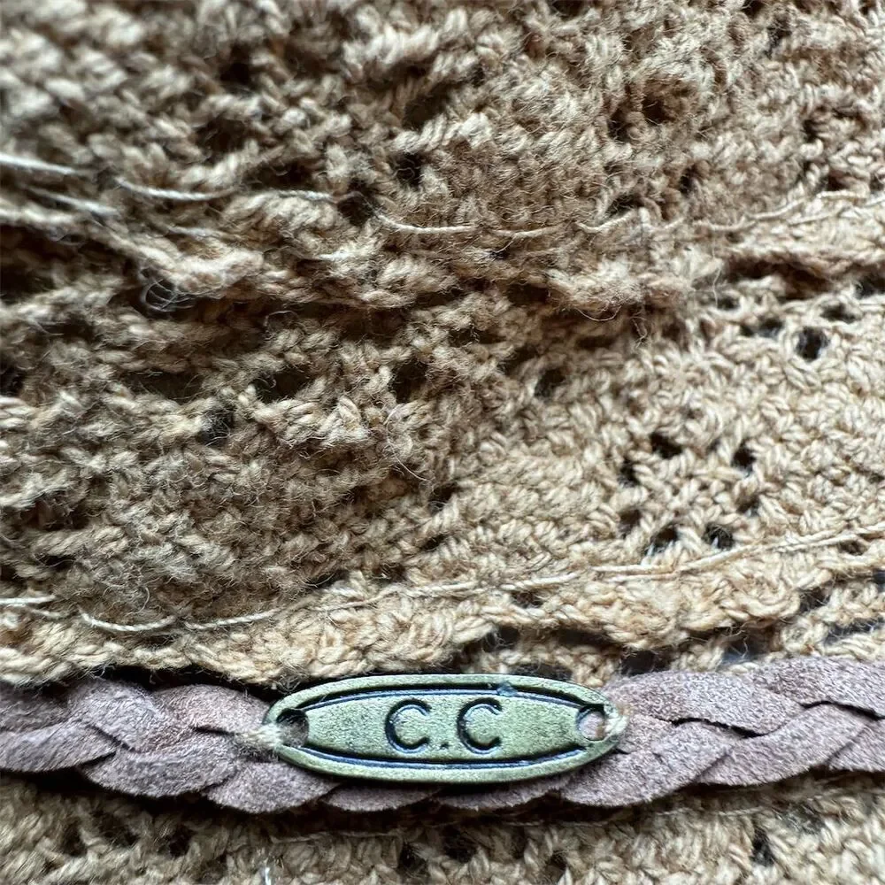 C.C Exclusives Beige Straw Sun Hat Wide Brim Braided Women's One Size